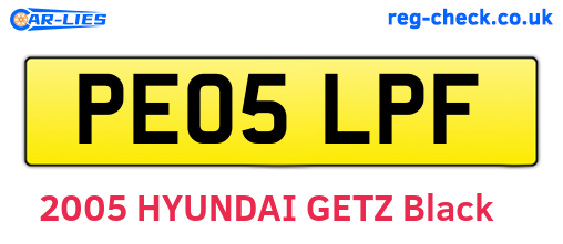 PE05LPF are the vehicle registration plates.