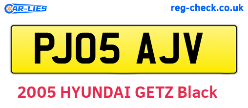 PJ05AJV are the vehicle registration plates.