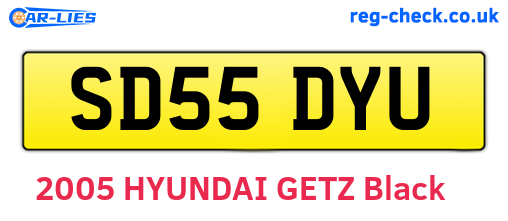SD55DYU are the vehicle registration plates.