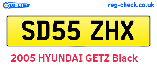 SD55ZHX are the vehicle registration plates.