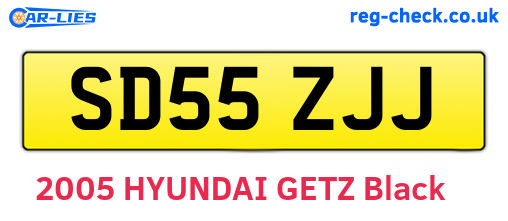 SD55ZJJ are the vehicle registration plates.