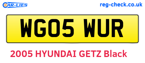 WG05WUR are the vehicle registration plates.