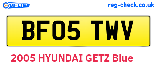 BF05TWV are the vehicle registration plates.