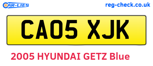 CA05XJK are the vehicle registration plates.