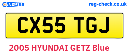 CX55TGJ are the vehicle registration plates.