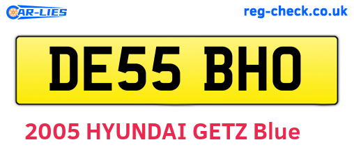 DE55BHO are the vehicle registration plates.