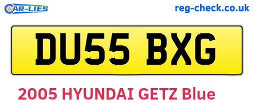 DU55BXG are the vehicle registration plates.