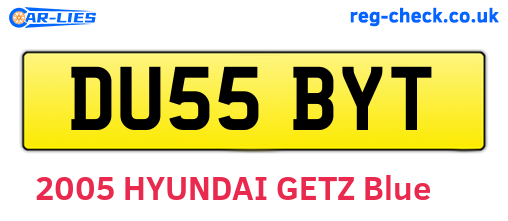 DU55BYT are the vehicle registration plates.