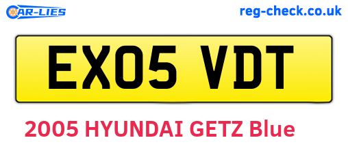 EX05VDT are the vehicle registration plates.