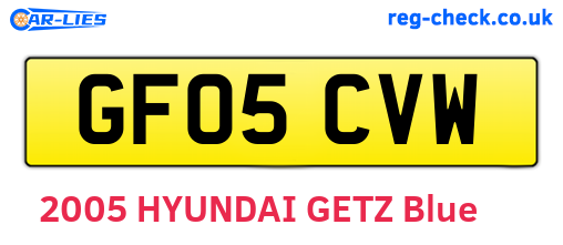 GF05CVW are the vehicle registration plates.