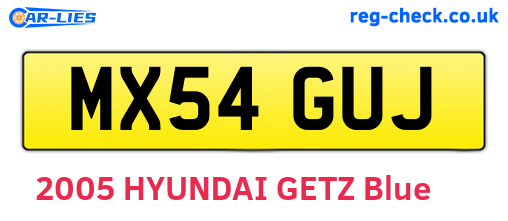 MX54GUJ are the vehicle registration plates.