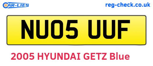 NU05UUF are the vehicle registration plates.