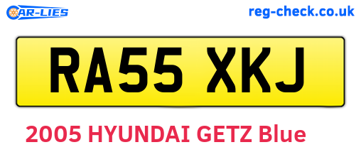 RA55XKJ are the vehicle registration plates.