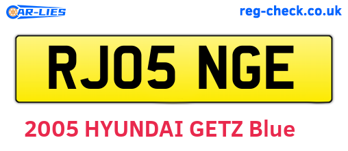 RJ05NGE are the vehicle registration plates.