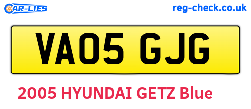 VA05GJG are the vehicle registration plates.