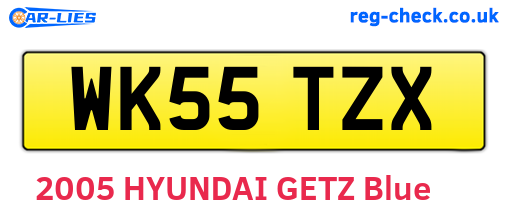 WK55TZX are the vehicle registration plates.