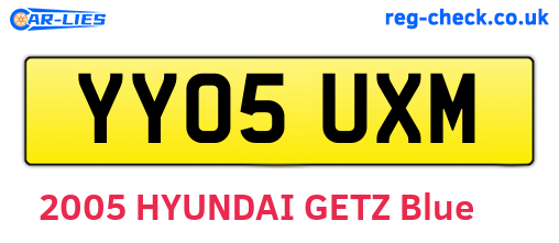 YY05UXM are the vehicle registration plates.