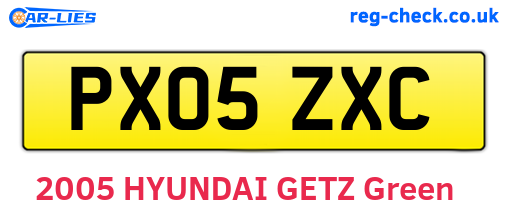 PX05ZXC are the vehicle registration plates.