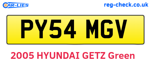 PY54MGV are the vehicle registration plates.