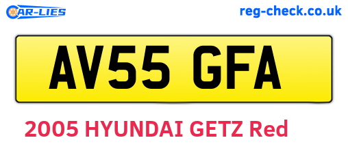 AV55GFA are the vehicle registration plates.