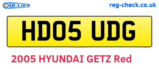 HD05UDG are the vehicle registration plates.