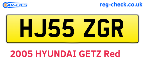 HJ55ZGR are the vehicle registration plates.
