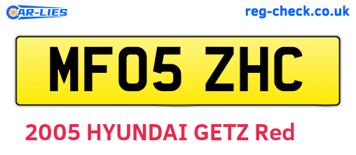 MF05ZHC are the vehicle registration plates.