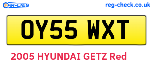 OY55WXT are the vehicle registration plates.