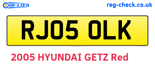 RJ05OLK are the vehicle registration plates.