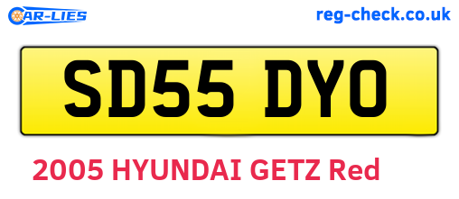SD55DYO are the vehicle registration plates.