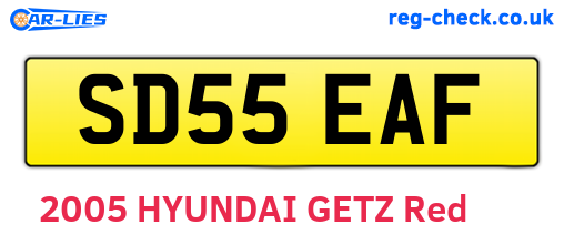 SD55EAF are the vehicle registration plates.