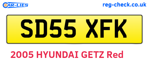 SD55XFK are the vehicle registration plates.