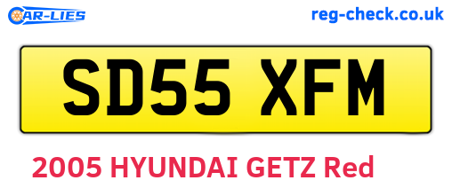 SD55XFM are the vehicle registration plates.