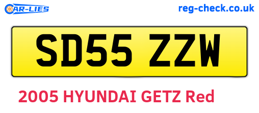 SD55ZZW are the vehicle registration plates.