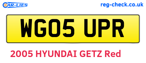 WG05UPR are the vehicle registration plates.