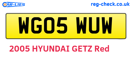 WG05WUW are the vehicle registration plates.