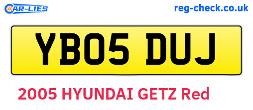 YB05DUJ are the vehicle registration plates.