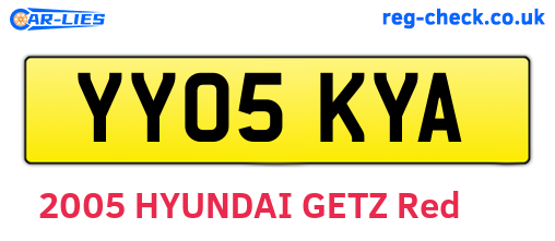 YY05KYA are the vehicle registration plates.