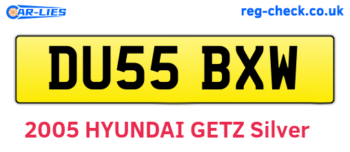 DU55BXW are the vehicle registration plates.
