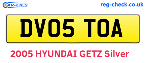DV05TOA are the vehicle registration plates.