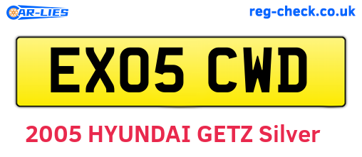 EX05CWD are the vehicle registration plates.