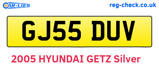 GJ55DUV are the vehicle registration plates.