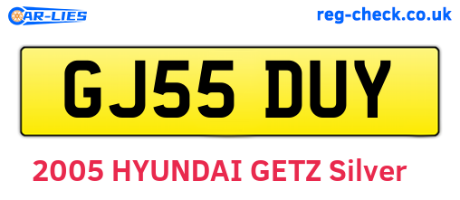 GJ55DUY are the vehicle registration plates.