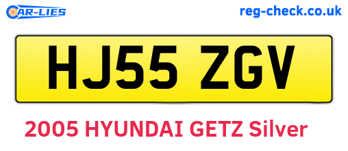 HJ55ZGV are the vehicle registration plates.