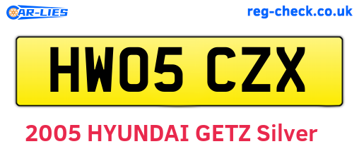 HW05CZX are the vehicle registration plates.