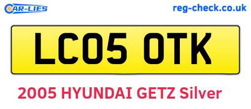 LC05OTK are the vehicle registration plates.
