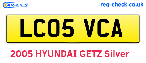 LC05VCA are the vehicle registration plates.