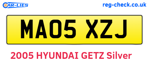MA05XZJ are the vehicle registration plates.