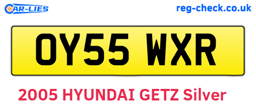 OY55WXR are the vehicle registration plates.