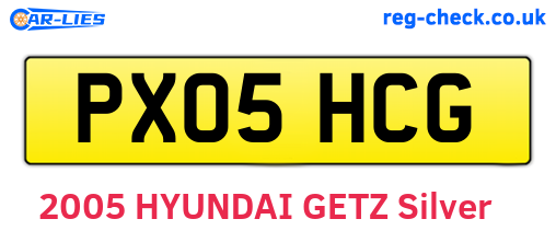 PX05HCG are the vehicle registration plates.